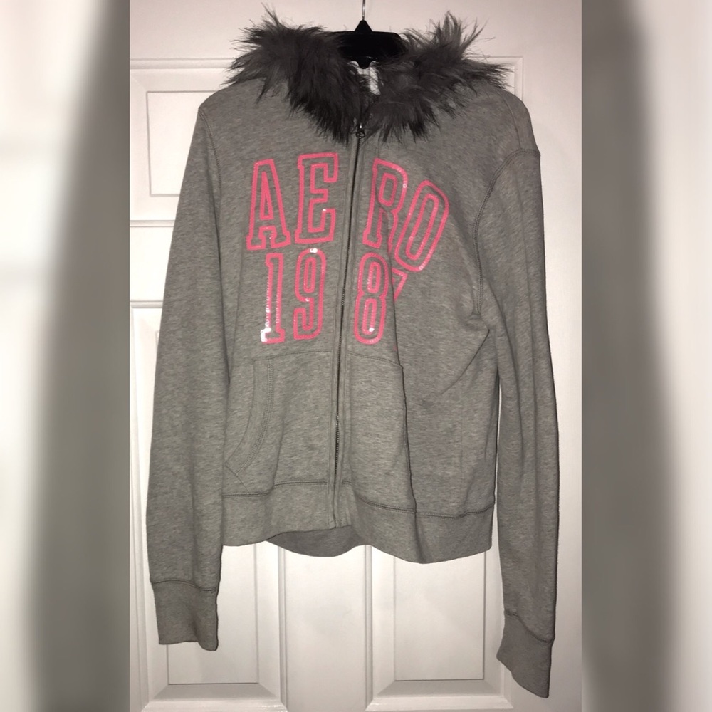 Aeropostale Gray Zip Up Hoodie
